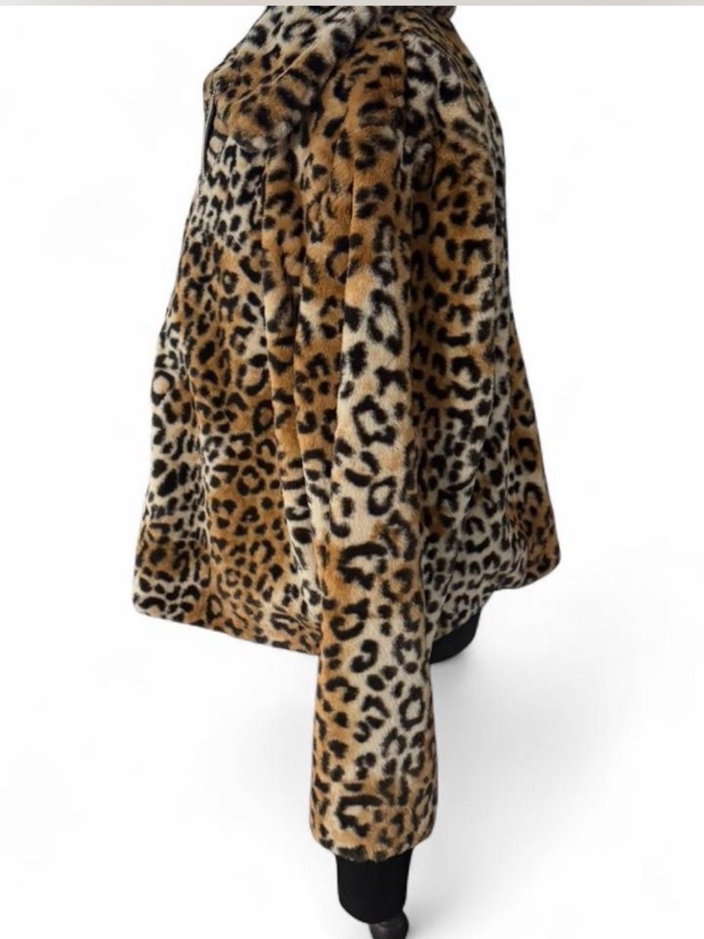 Nine West Leopard Print Faux Fur Jacket in Brown and Black - Picture 3 of 5